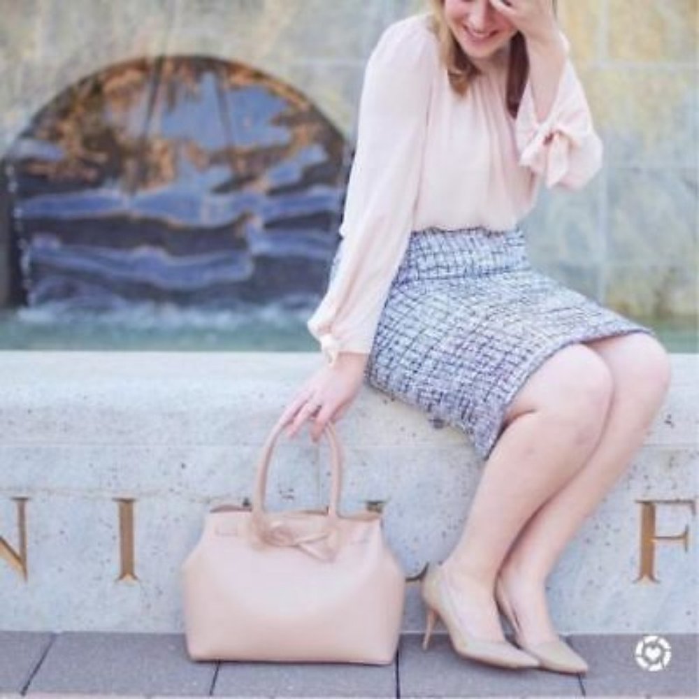 Ann Taylor Mult Grid Fringe Tweed Pencil Skirt $89 - Picture 3 of 10